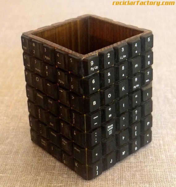 Hand crafted Pen Holder/ Pencil Stand Made with Pallet wood & computer keyboard
