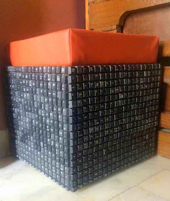 Ottoman / Bench hand crafted using up-cycled Pallet Wood & Computer keyboard keys