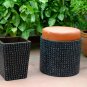Modern Recycled Design Stool / Ottoman / Bench upcycled using Pallet Wood & black keyboard keys