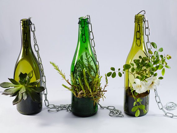 Succulent Planter Made from wine bottle 2 planters