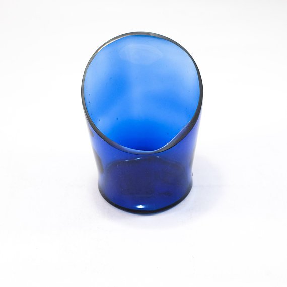 Beautiful Cobalt Succulent Planter Pot Made from Cobalt blue Whiskey Bottle