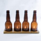 BEER BOTTLE LED Candle Stand - Cover - Holder Set with a Wooden base For Table decoration - Amber