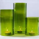 Wine bottle Tea Light Hurricane candle cover Trio set : Green