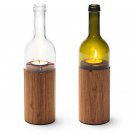 Wine bottle tea light candle with woden stand