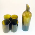 Recycled Wine bottle Water flask - Carafe - Jug Set with 12 oz Tumblers - Glasses