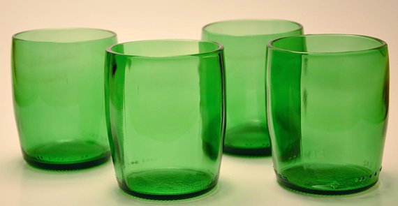 Perrier Water Glasses Stemless Wine Pint Glass / Tumbler made from recycled bottle