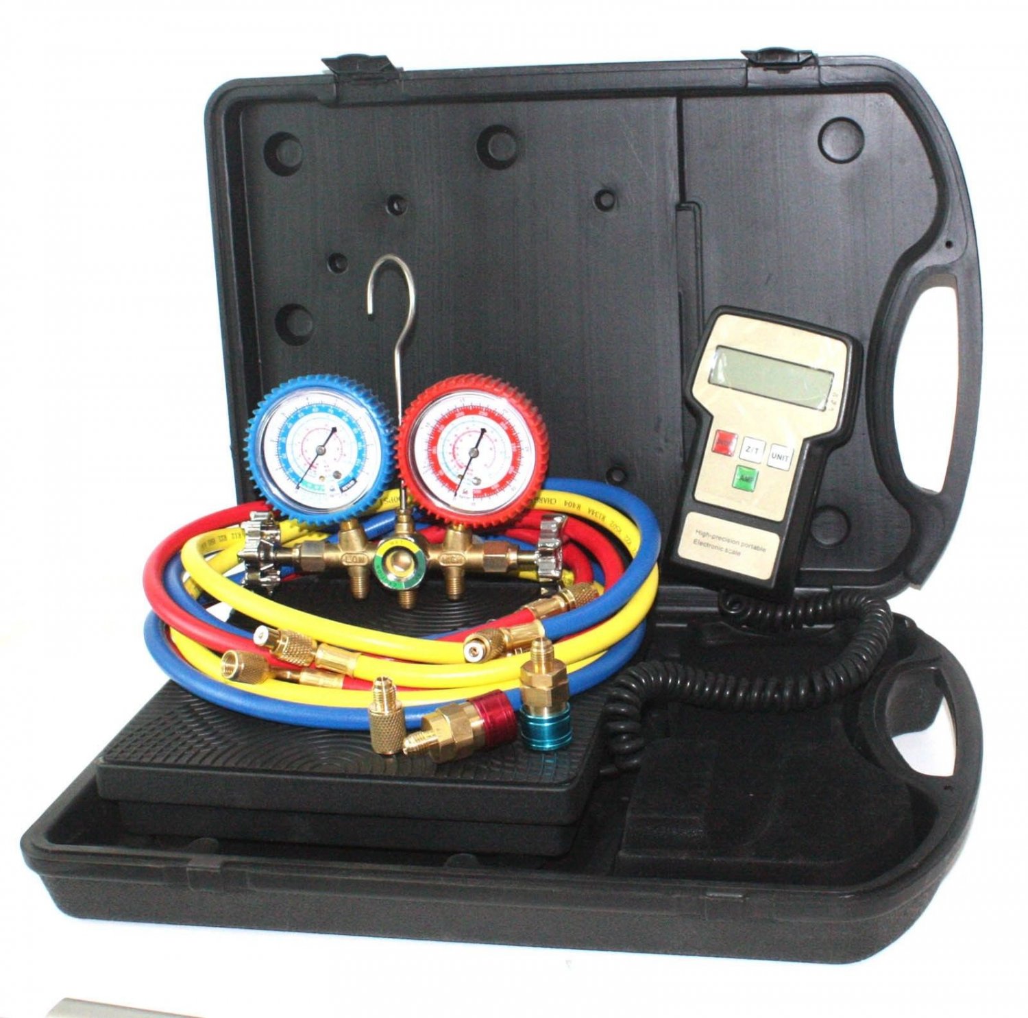 AC Manifold Gauge Set R134a R22 R12 HVAC W/ Digital Refrigerant Charging Scale