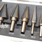 5PCS HSS COBALT MULTIPLE HOLE 50 Sizes STEP DRILL BIT SET w/ Aluminum Case