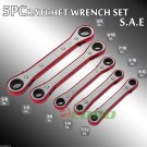 5PC SAE STANDARD SIZE BOX CLOSED END GEAR RATCHET RATCHETING WRENCH TOOL SET