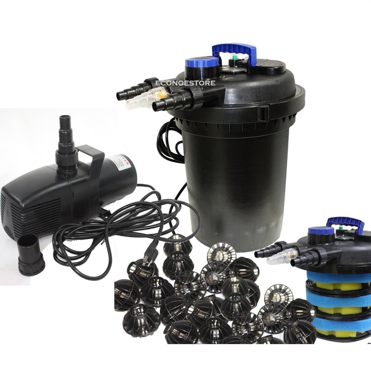 Combo 10000L koi Pond Pressure Bio Filter UV & 3434GPH Subermsible Water Pump