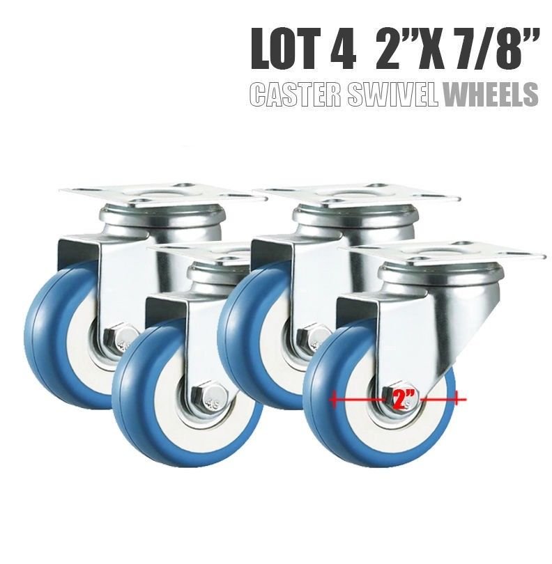 Heavy Duty Lot 4 2" Swivel Caster Wheels Rubber Base with Top Plate & Bearing