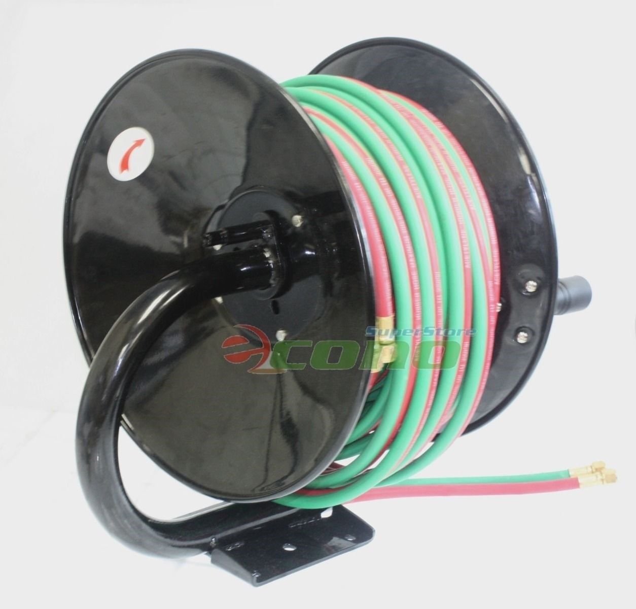Manual 100ft Twin Oxy Acetylene Welding Hose Reel Mount 300psi 100' Weld Hoses
