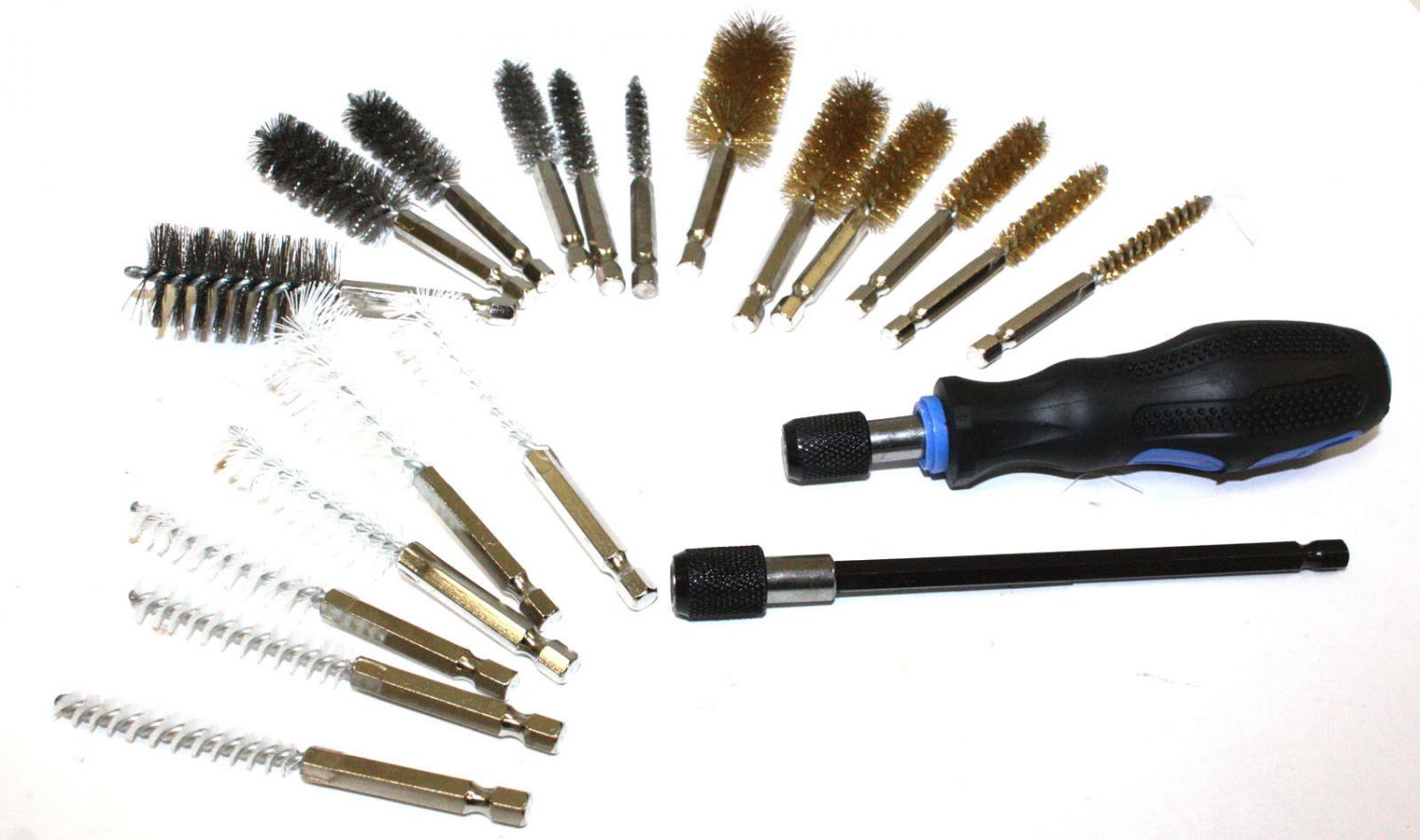 20PC ENGINE BLOCK CLEANING BRUSH KIT STAINLESS STEEL & NYLON, BRASS BRUSHES NEW