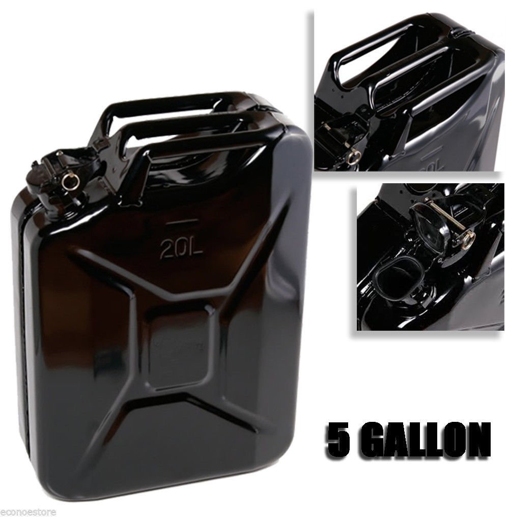 Black 5 Gallon Jerry Can Gas Fuel Steel Tank Military NATO Style 20L Storage Can