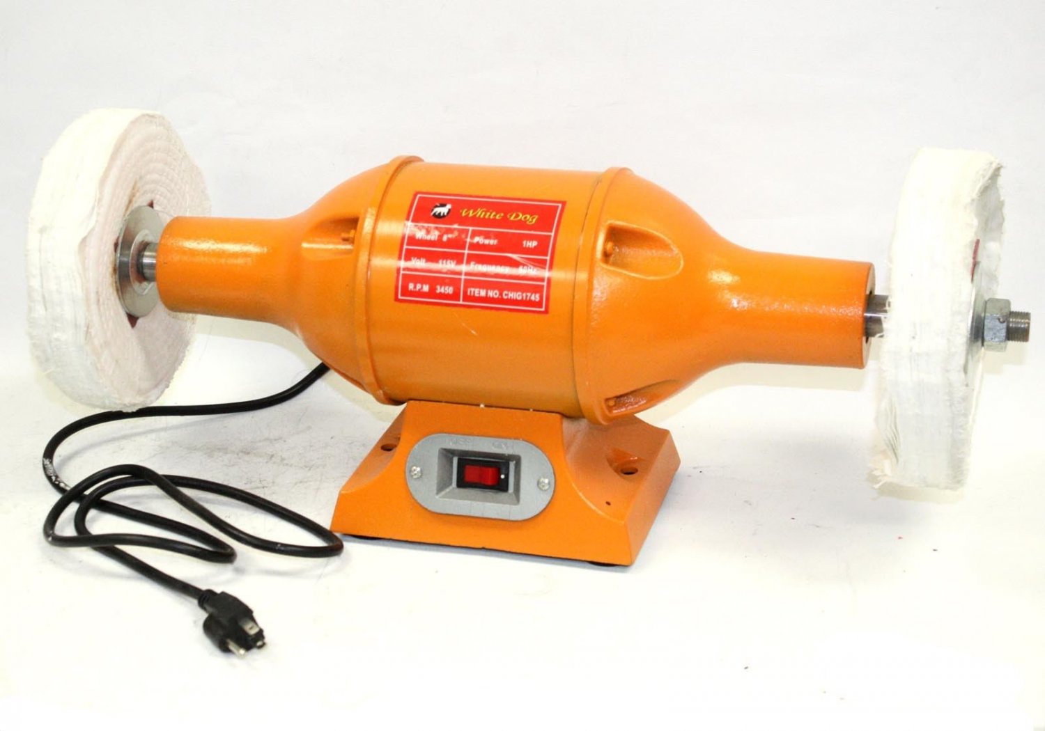 8" 1HP BENCH BUFFER POLISHER GRINDER BUFF POLISH 3450RPM 110V w/2 thick Wheel