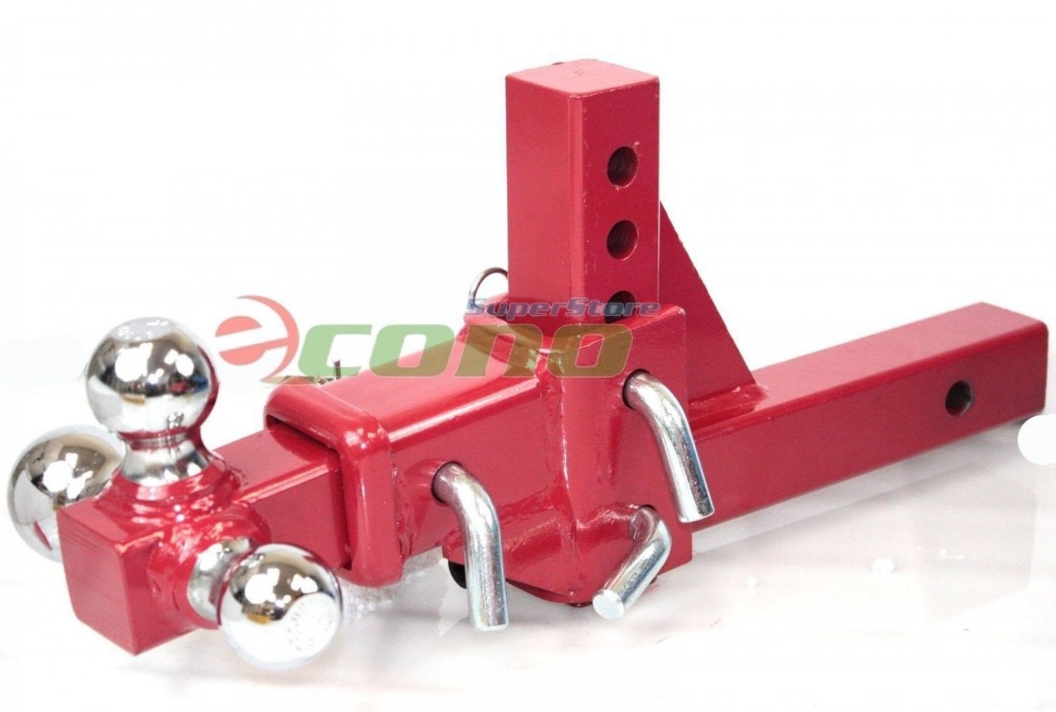 3 Way Tri Ball Adjustable  2"  Receiver Raise Drop Verticle Triple Tow Hitch RED