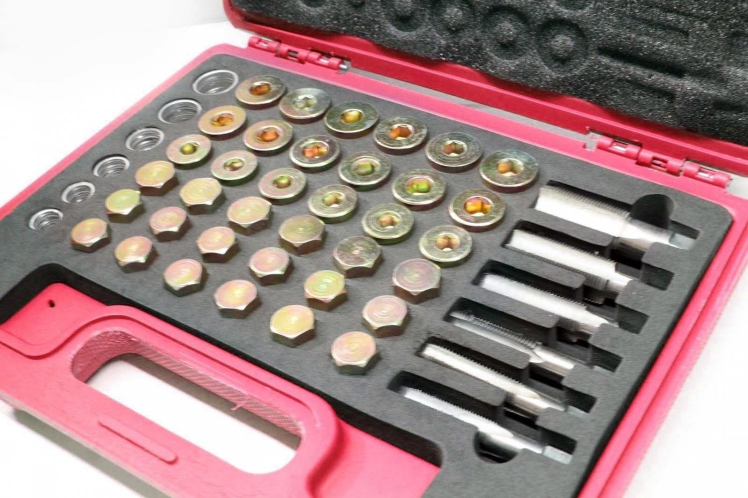 114PC Oil Pan Drain Sump Plug Key Thread Repair Tool Kit Set Drain plug w/ Case