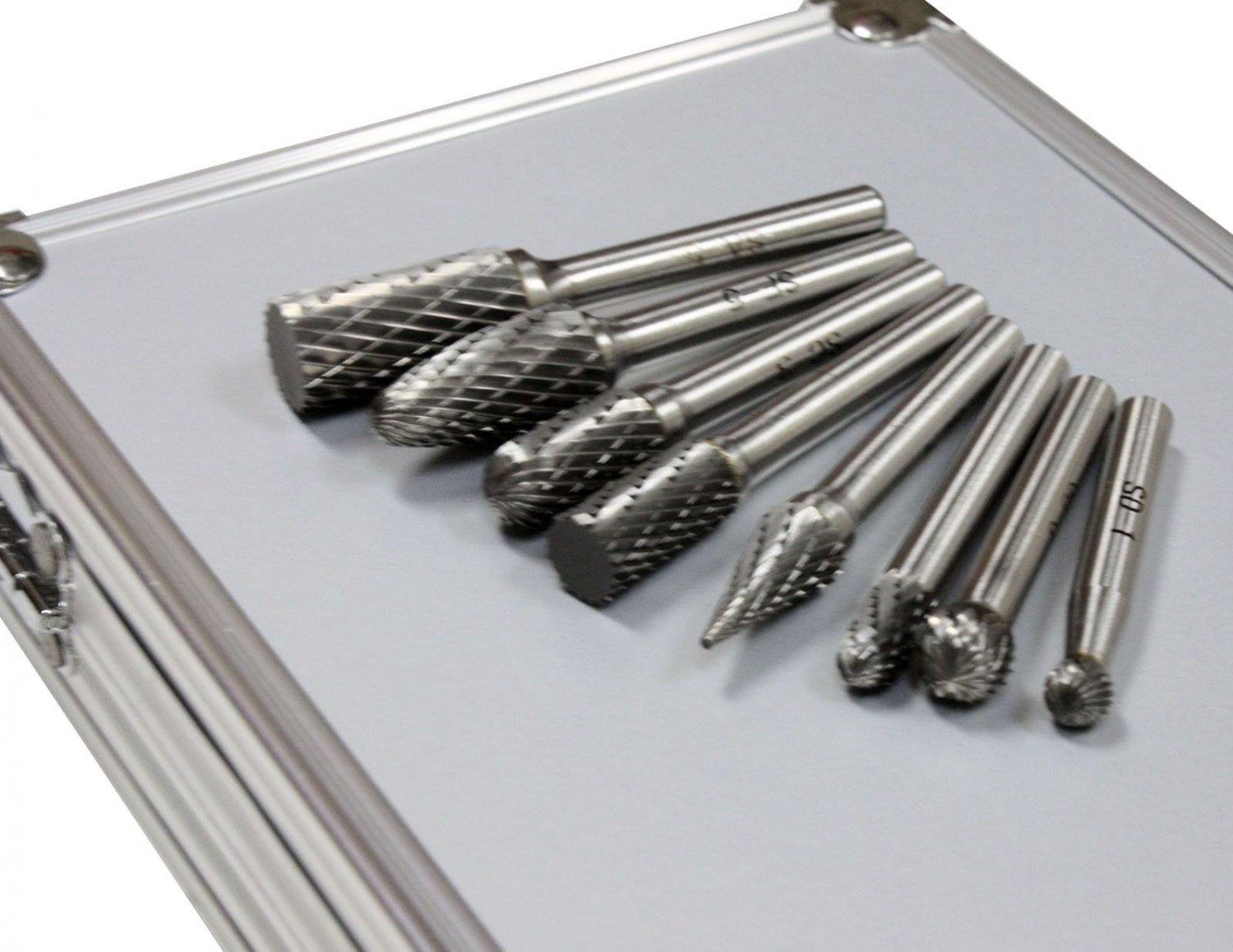 8pcs Double Cut Carbide Rotary Burr Set With Aluminum Case 1/4" Shank
