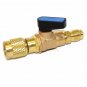 3pc HVAC A/C Straight SHUT-OFF Ball Valve Adapter For R134a R22 R12 R410a 1/4"