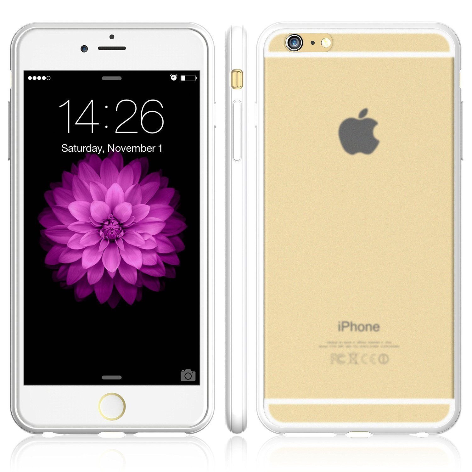 iPhone 6S Plus,6 Plus case Bumper Case Cover Protective Frosted Clear Hard WHITE