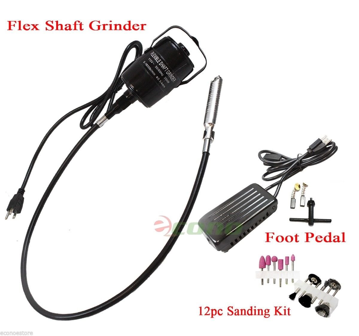 Variable Speed Electric Flexible Rotary 36" Long Flex Shaft Grinder w/Foot Pedal