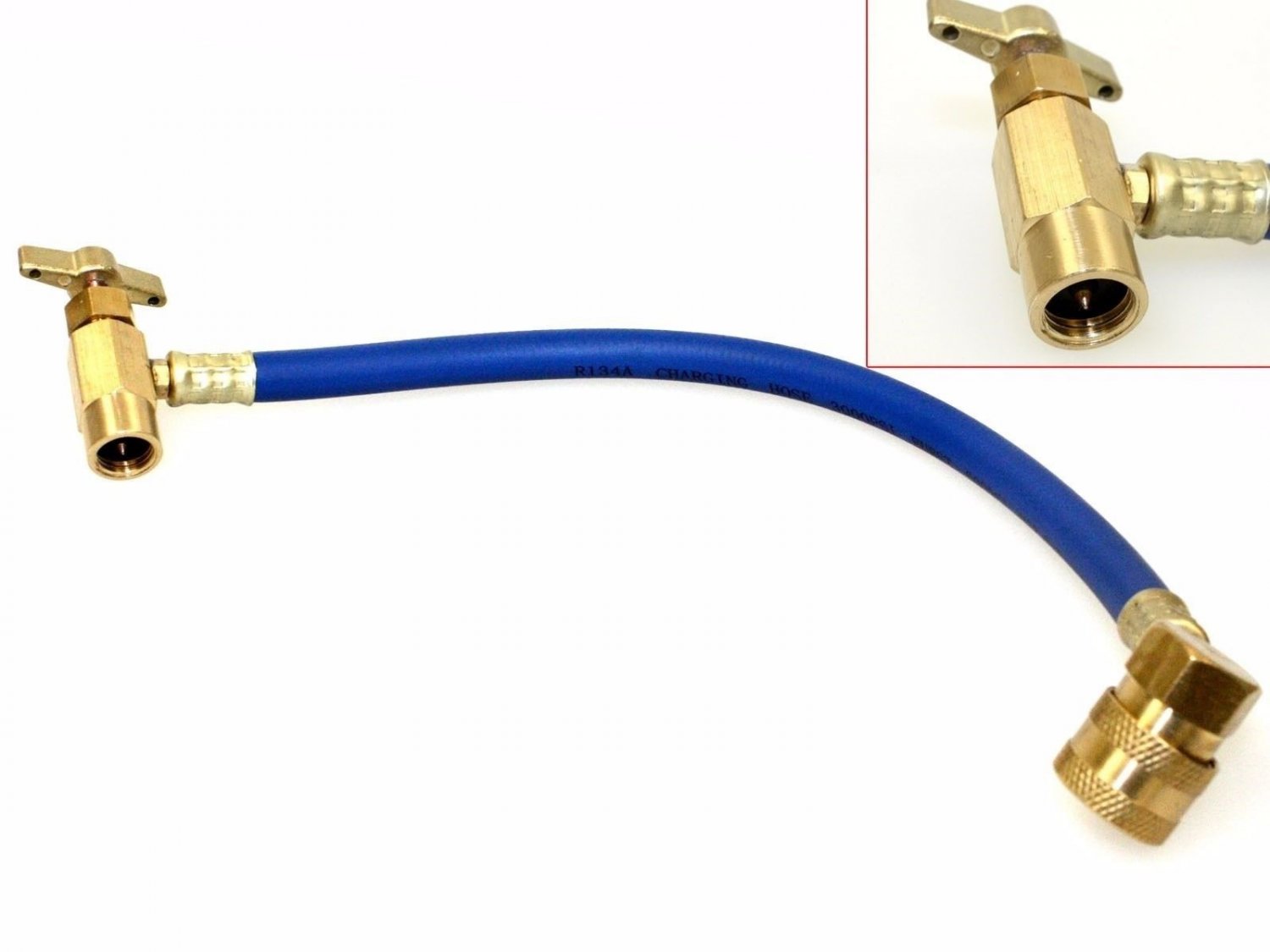 AC R134A Charging Recharging Hose W/ Valve Can Tap & Bras Quick Connect Coupler