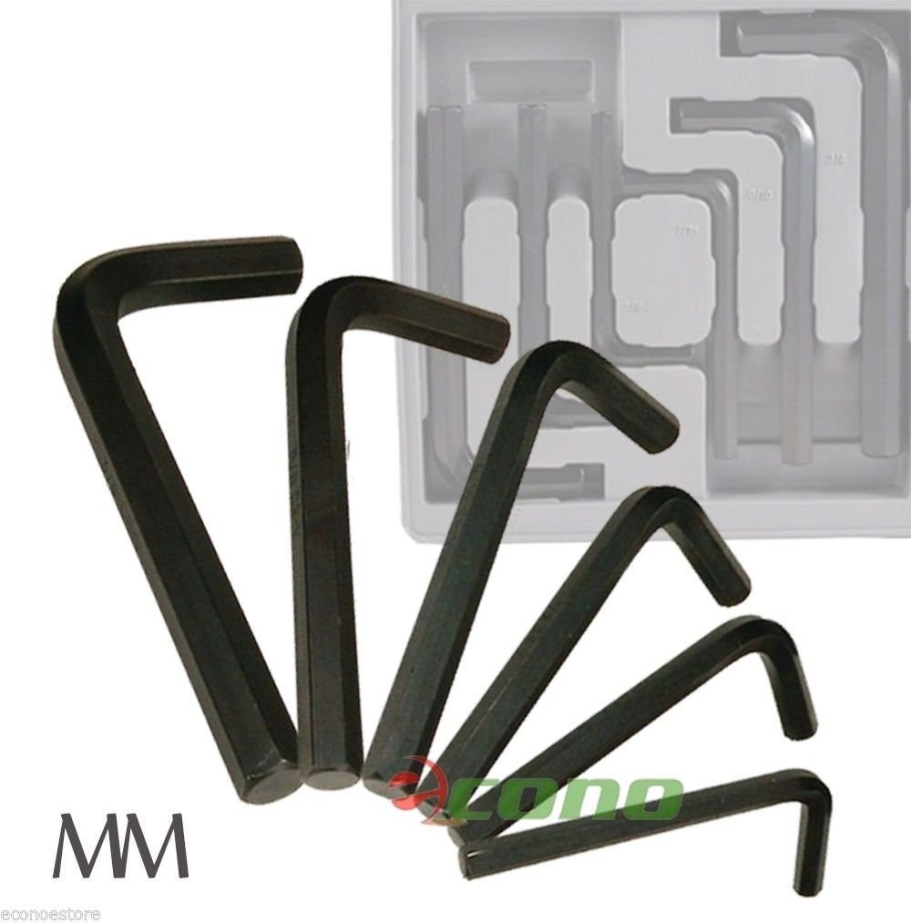 6 PC LARGE JUMBO METRIC ALLEN WRENCH TREATED STEEL HEX KEY TOOL SET MM
