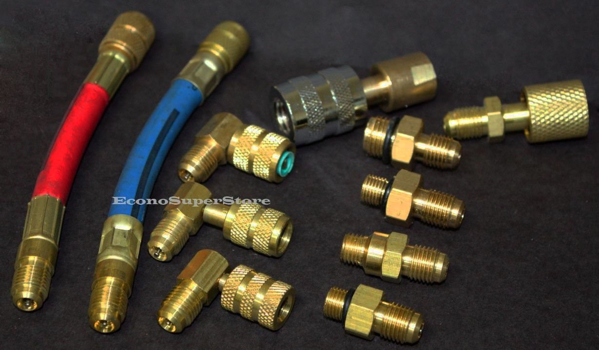 A/C AIR CONDITIONING REFRIGERATION CHARGING AC MANIFOLD ADAPTER HOSES SET