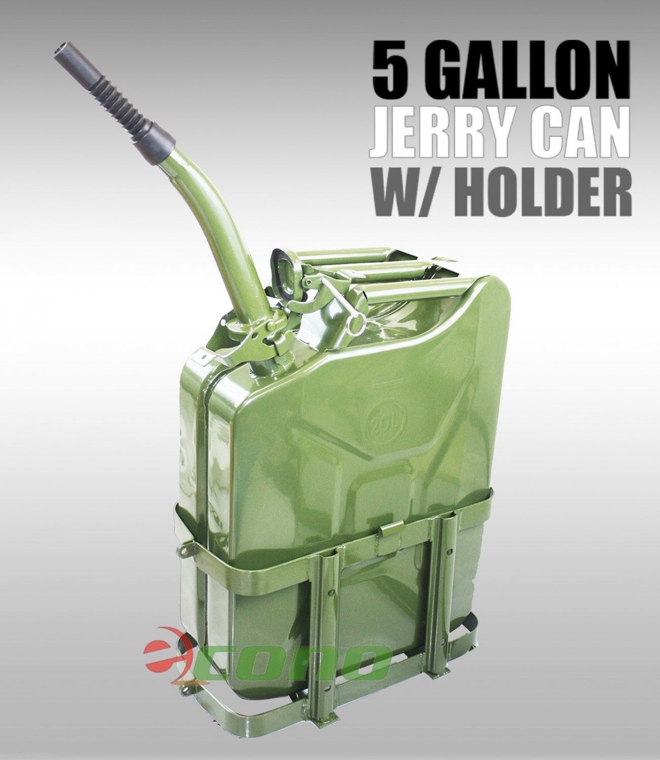 5 Gallon 20L Jerry Can Gas Fuel Steel Tank Green W/ Mounting Bracket Holder NATO