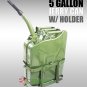 5 Gallon 20L Jerry Can Gas Fuel Steel Tank Green W/ Mounting Bracket Holder NATO