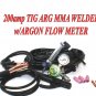 200 Amp DC Inverter TIG & ARC STICK MMA Welding Steel Welder W/Argon Flow Meter
