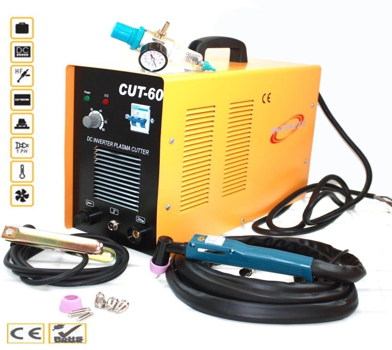 60 Amp 220V Digital Inverter DC Air Plasma Cutter 23mm Cut Machine CUT60 W/Gauge