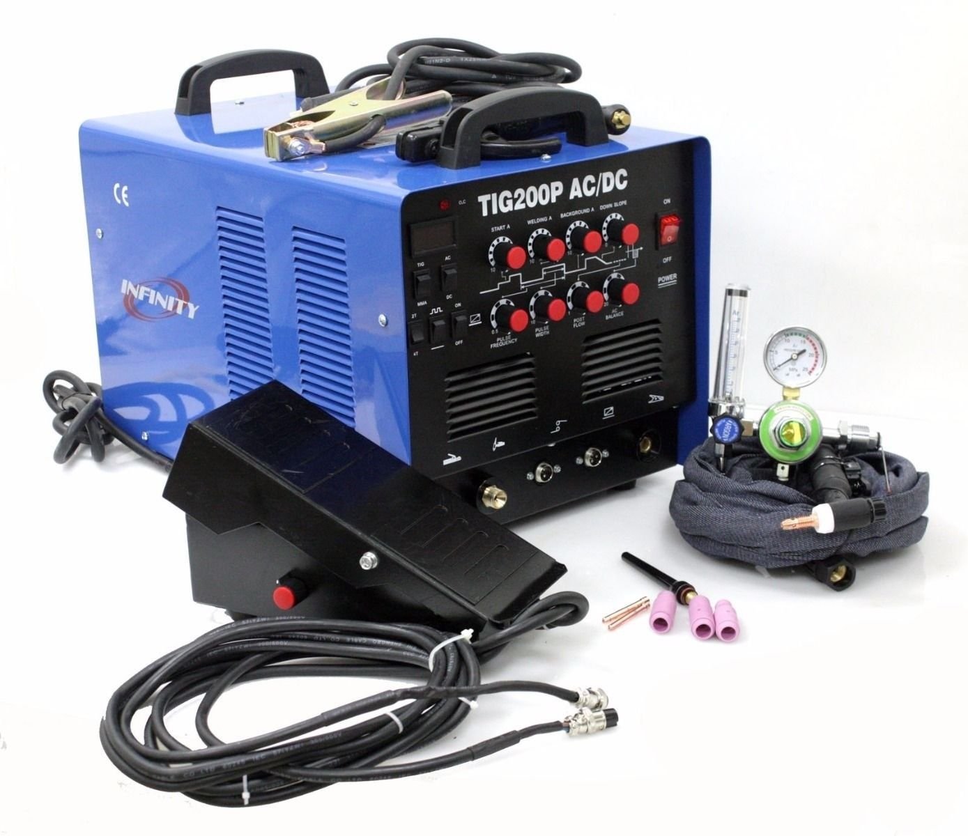 TIG200P 200A TIG MMA PULSE DC INVERTER WELDING MACHINE w/FOOT PEDAL & ARGON REG