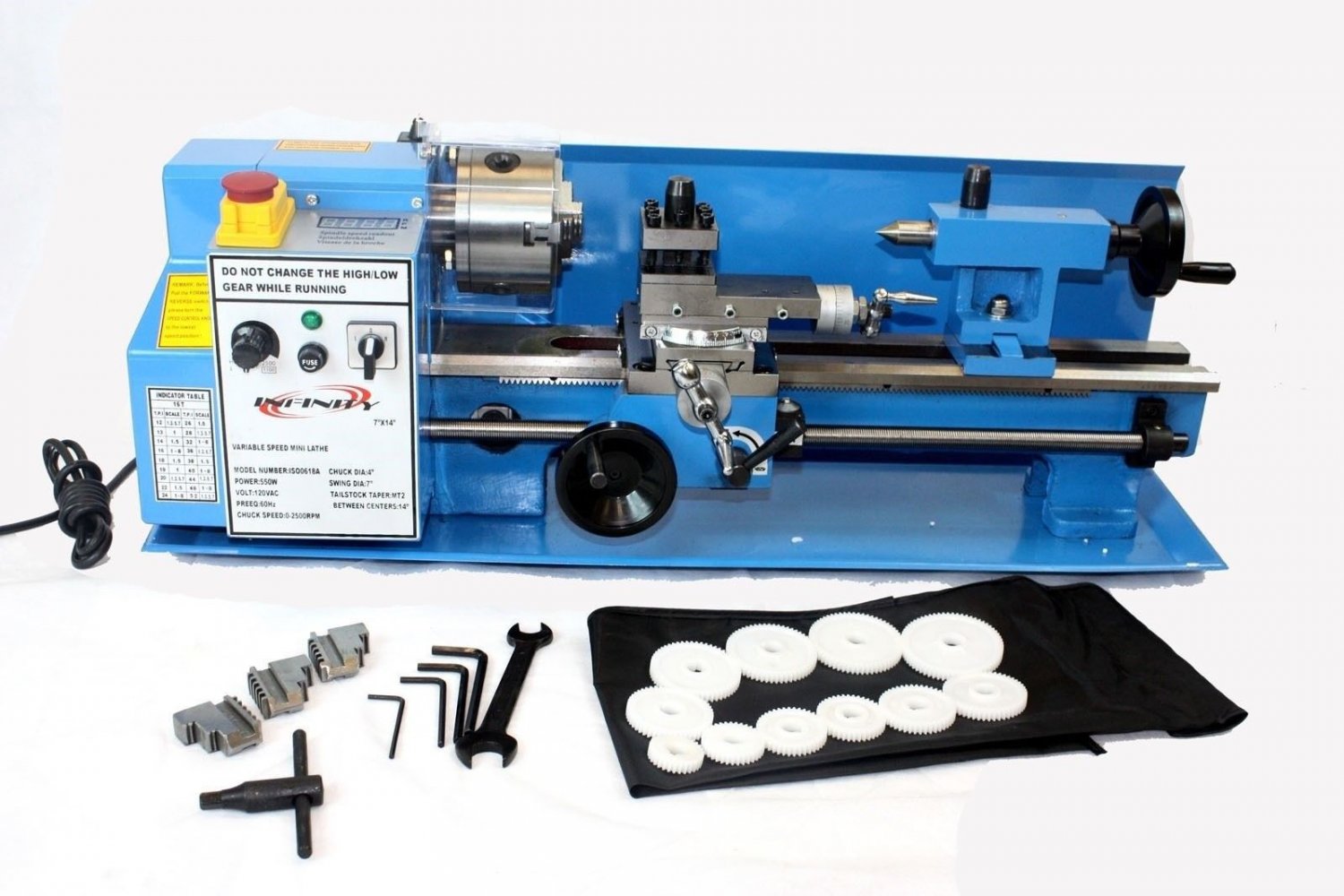 7"x14" 550W Mini Precision Metal Lathe 2500RPM Variable Speed Digital Read out