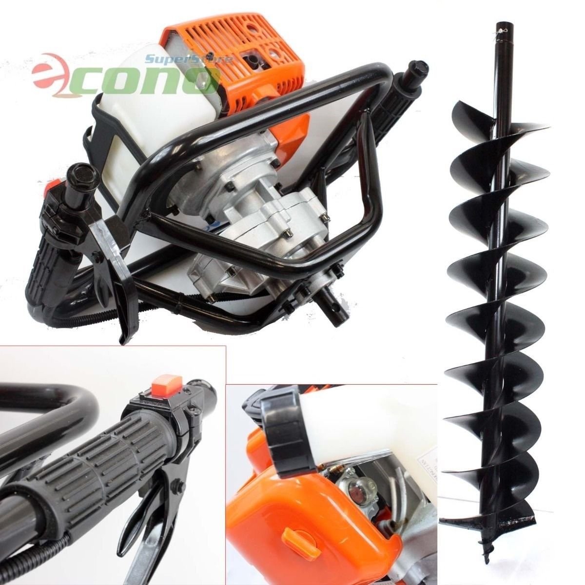 One Man 52cc Gas Power Earth Post Hole Auger Machine 8" 1M Hard Soil Bit EPA OK