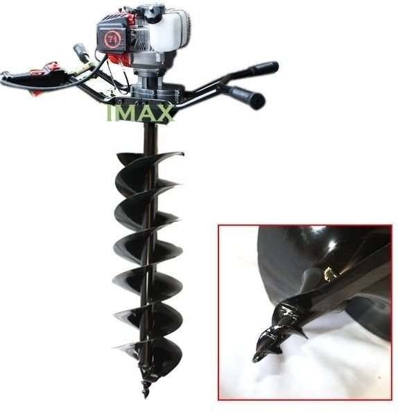 3.2HP Two Man 71cc Gas Post Earth Hole Auger Digger Driller 10" Double Blade BIT