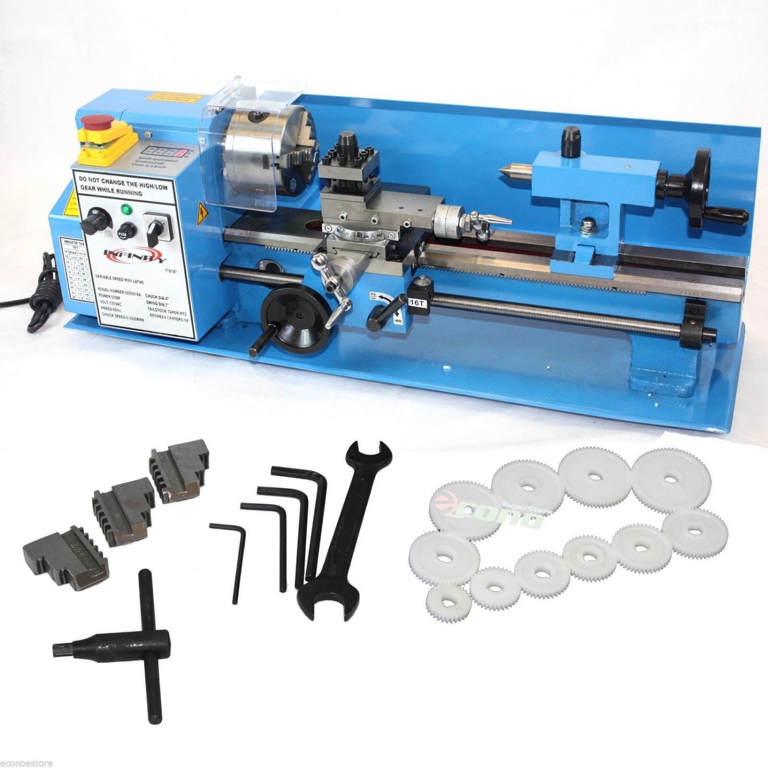 7" x 14" Mini Metal Lathe Variable Speed Spindle 550W DC Motor w/LCD Display