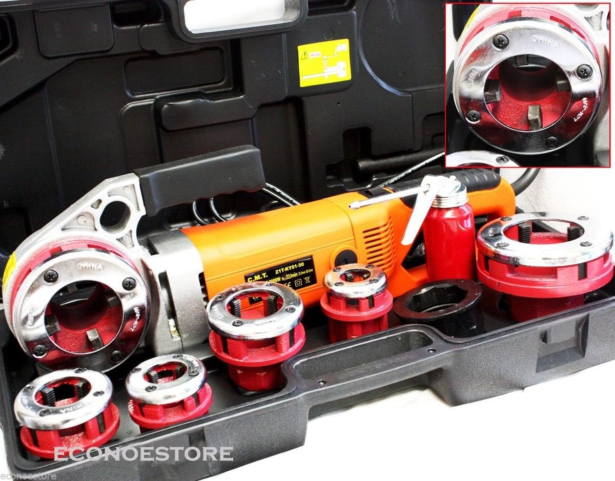 HandHeld 2000 Watt Electric Pipe Threader Threading Machine W/6 Dies 1/2"  to 2"