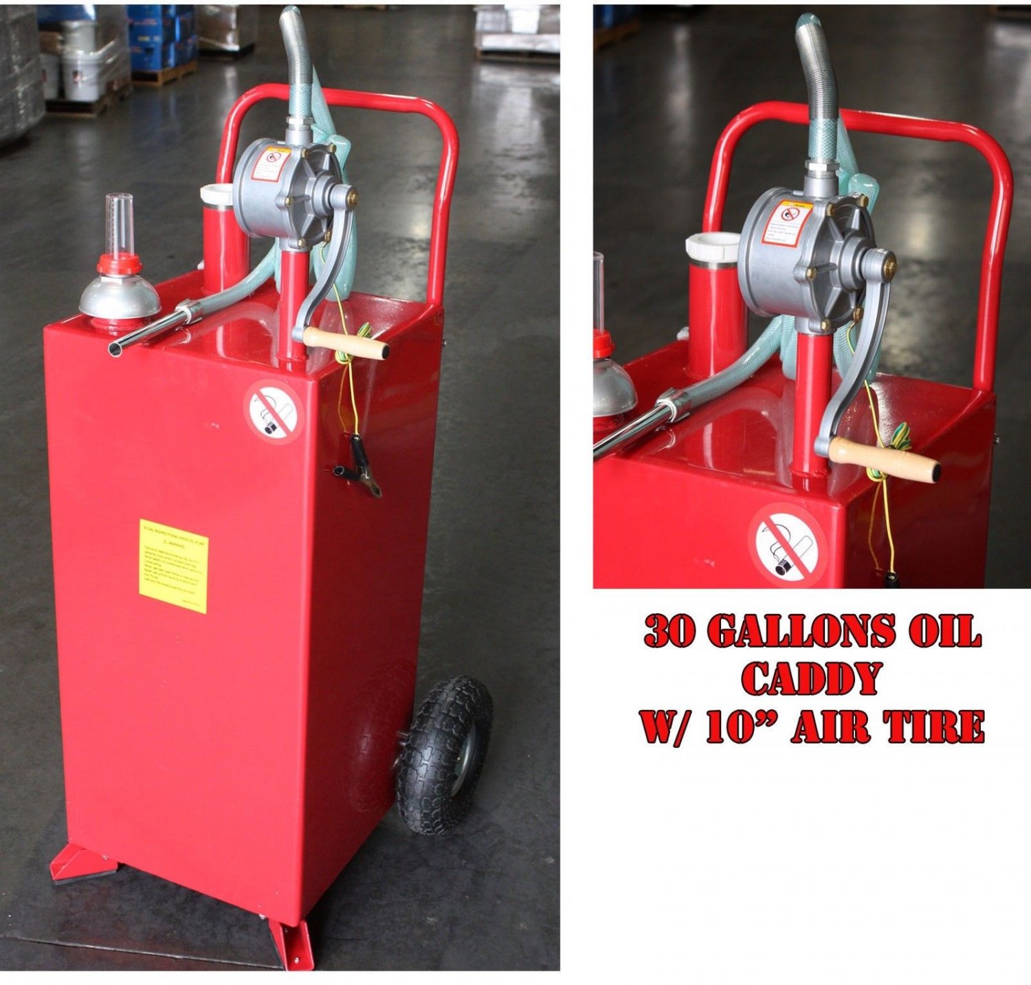 30 Gallon BIDIRECTIONAL GAS OIL DIESEL FLUID CADDY TRANSFER TANK w/ ROTARY PUMP