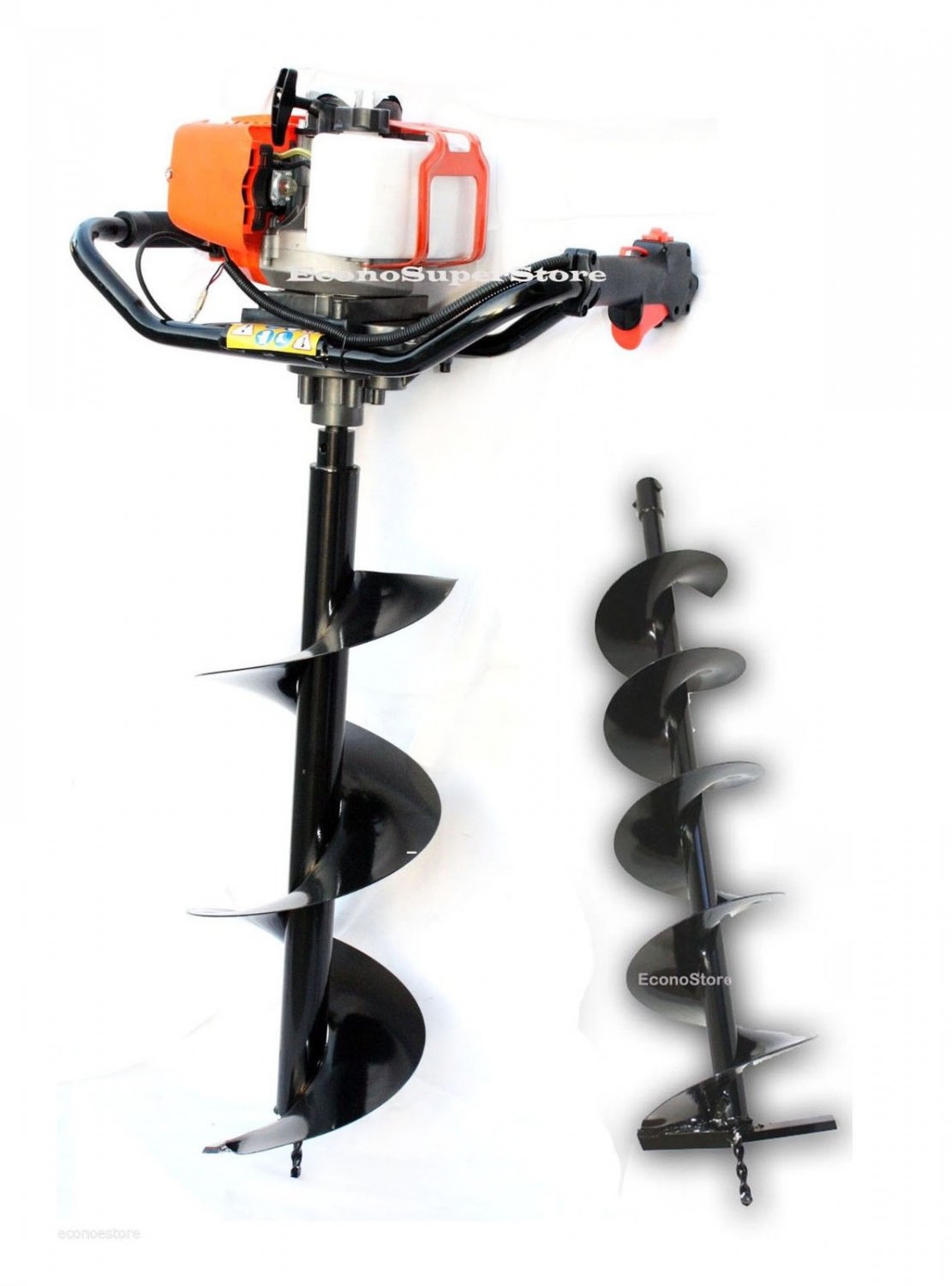 2.3 HP 52cc One Man Gas Post Hole Digger Earth Driller w/2 auger Bits 10" and 6"