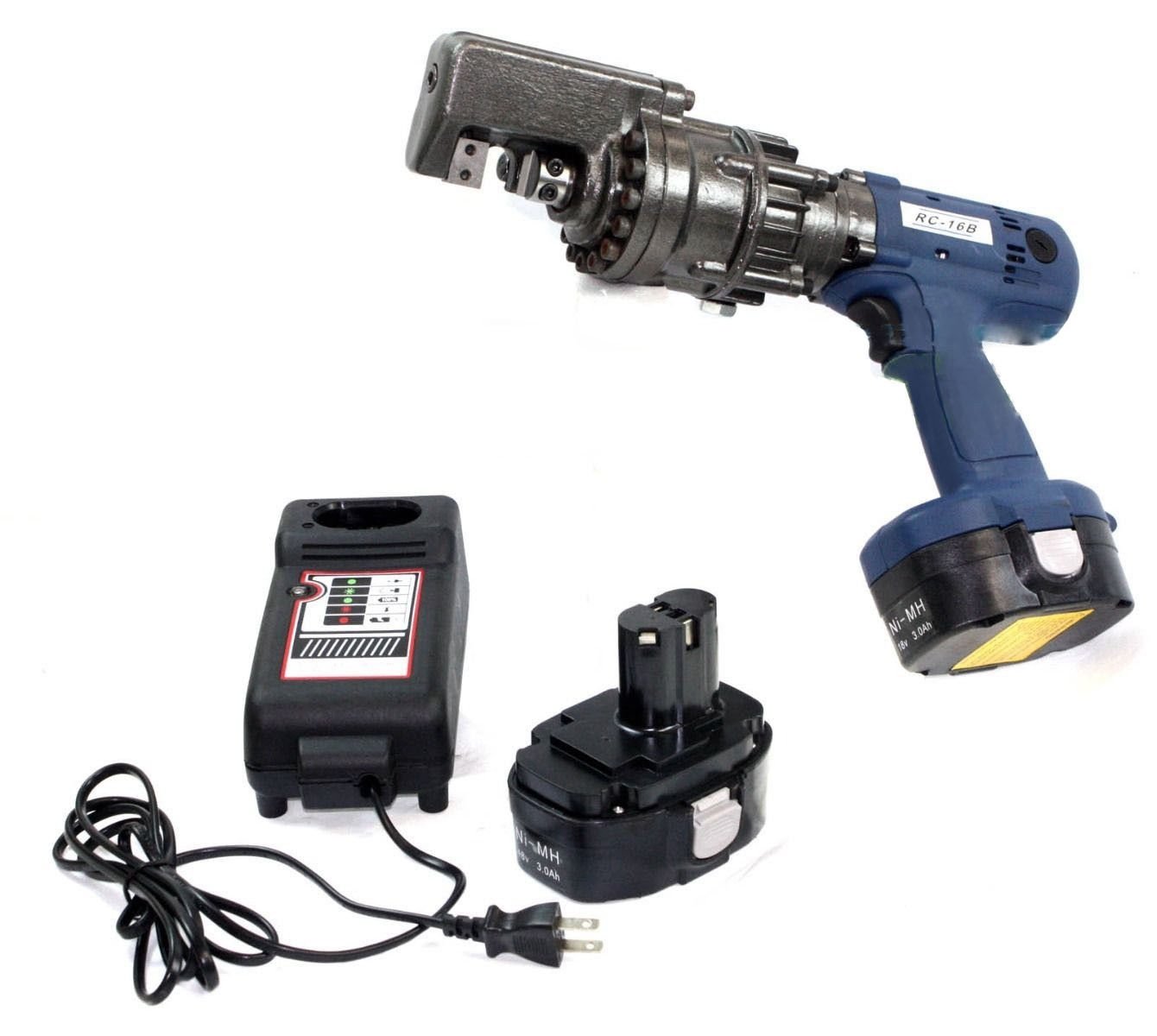 18V CORDLESS ELECTRIC 5/8" #5 REBAR & ROUND BAR CUTTER RC-16B W/ 2 Batteries