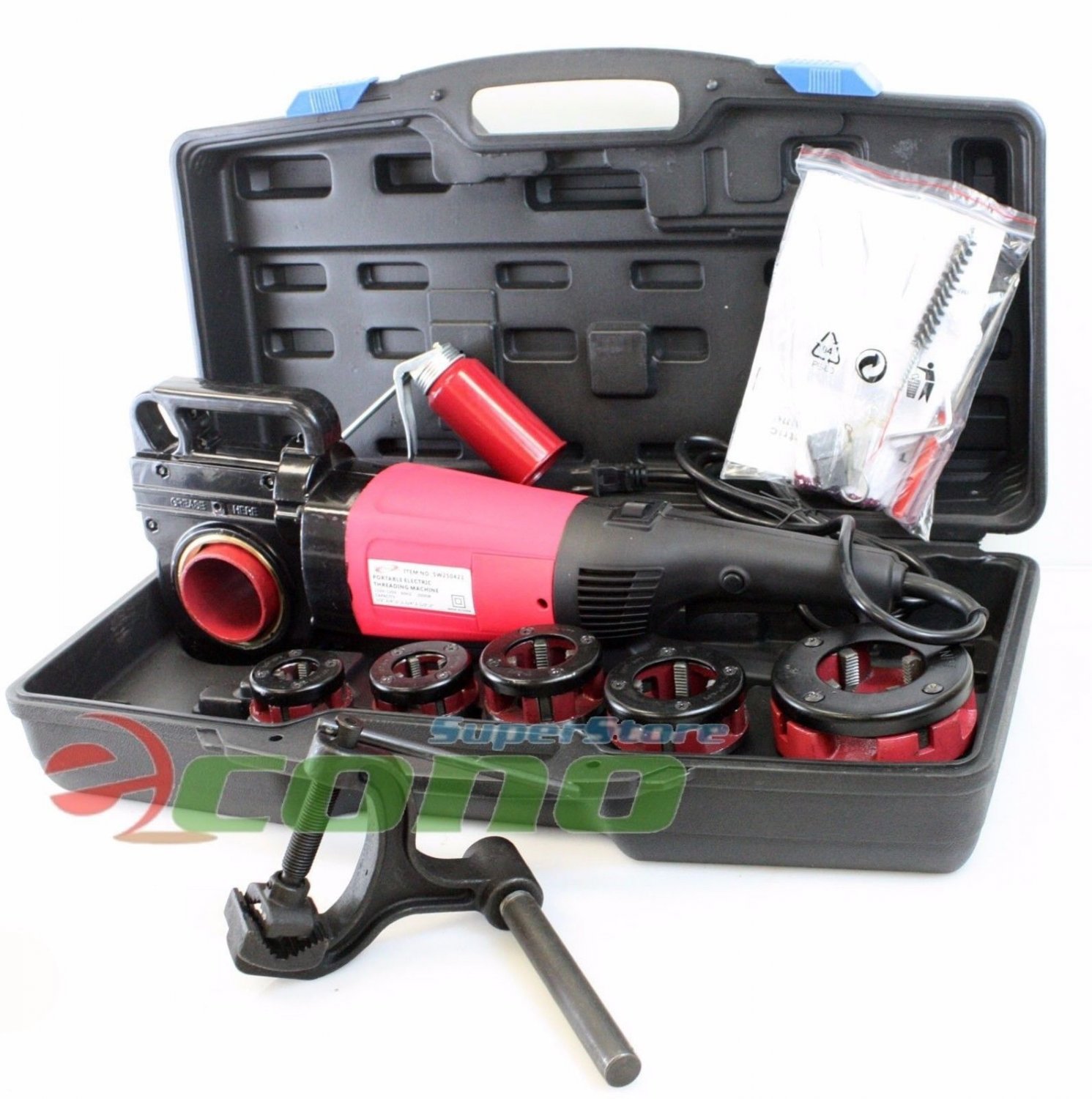 2000W Portable Electric Pipe Threader With 6 Dies Threading Machine 1/2 to 2 "