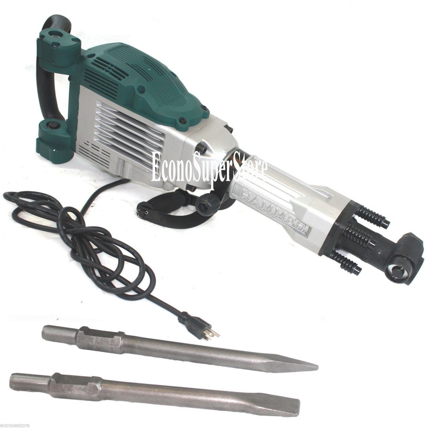 1800 Watt Electric Demolition Jack Hammer Concrete Breaker Punch W/2 Chisel Bits