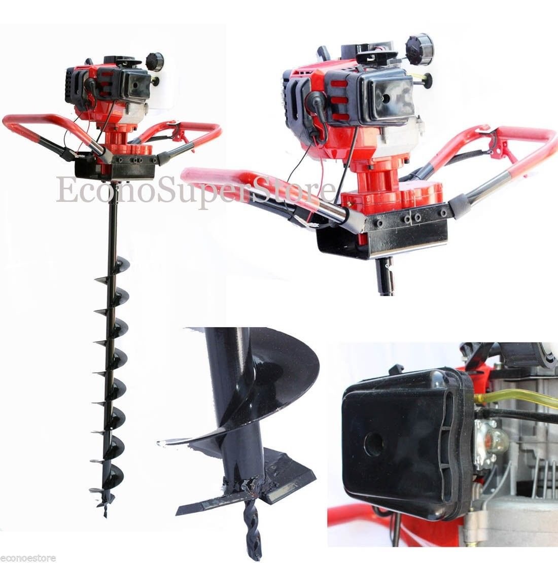 52cc Gas Power Post Hole Digger Earth Fence Planting w/ 4" Bit x 3 FT (1M) Bit