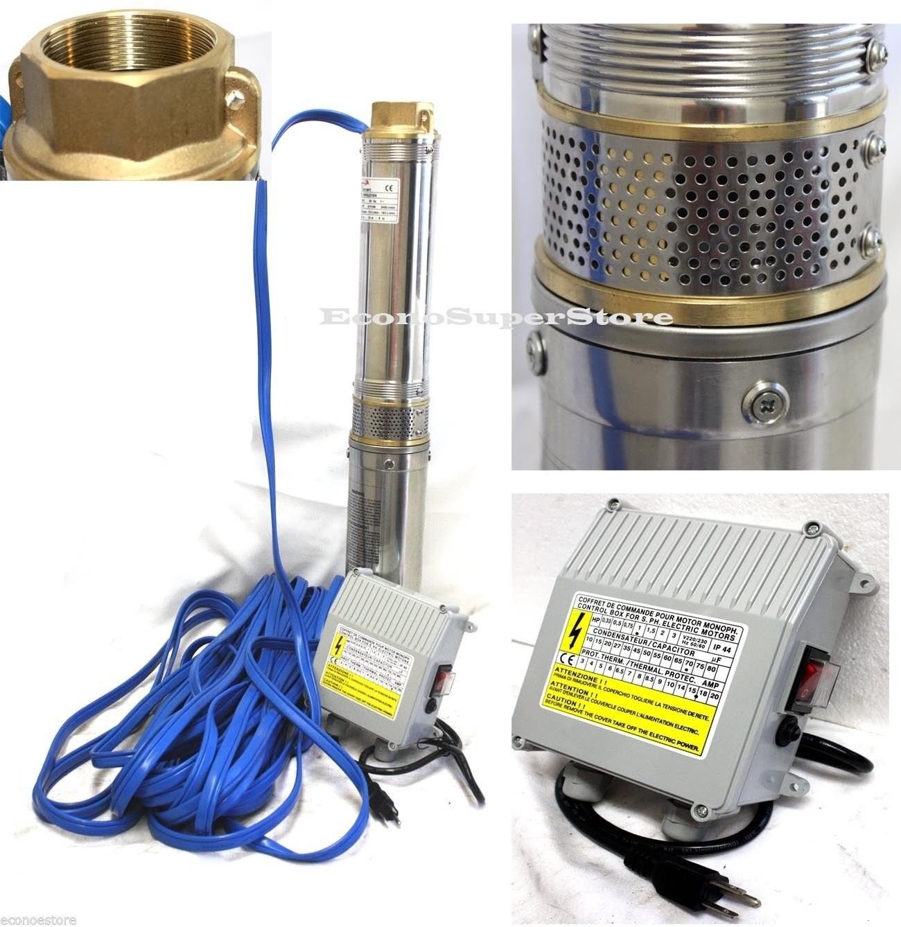 1.5HP 4" Stainless Steel Deep Bore Multistage Submersible Well Pump 115V 17.5GPM
