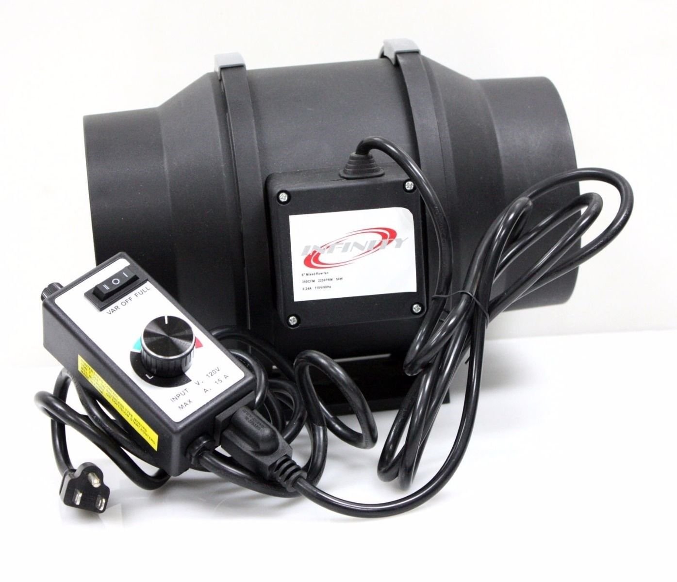 Variable Speed 6" Mixed Flow Duct Fan Exhaust Ventilation 6 inch Fan 120V 70W