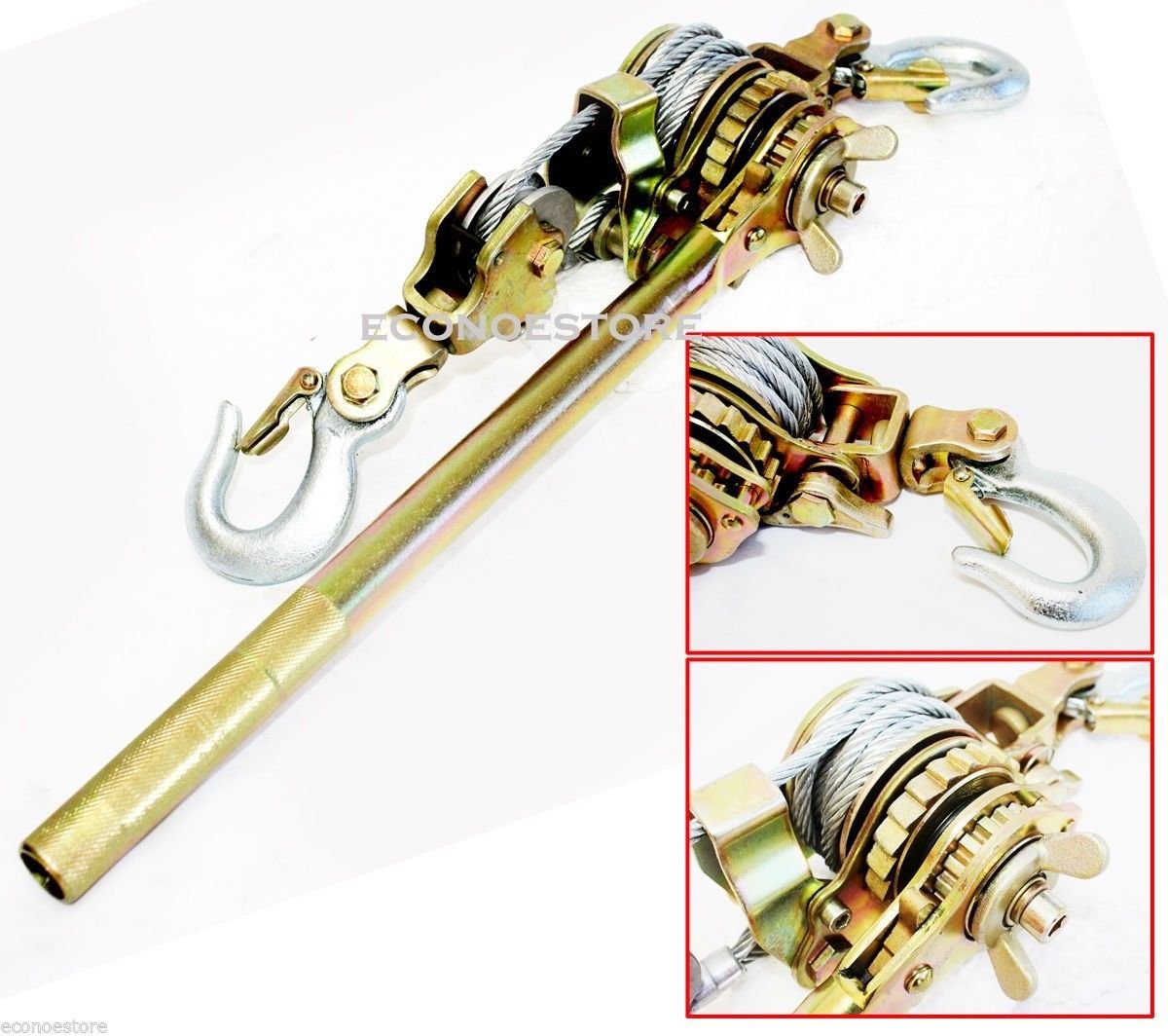 4400LB HD 2 TON HOIST HAND PULLER COME ALONG 2 HOOKS CABLE  #CHIC422