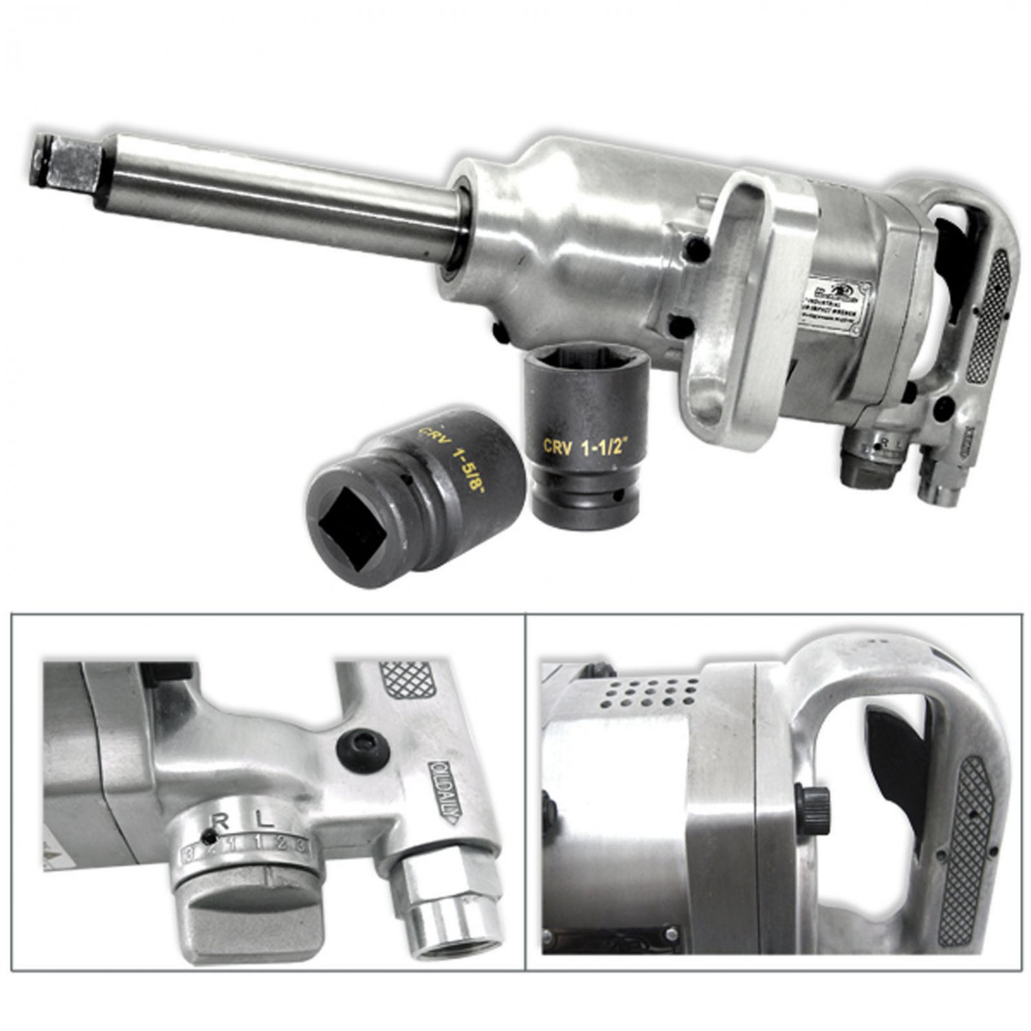 1" Drive Air Impact Wrench Gun 1900FT-LBS Long Shank