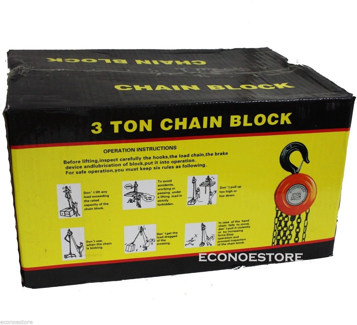 3 TON HS TYPE CHAIN HOIST BLOCK AND TACKLE LIFT TOOL HD 10FT