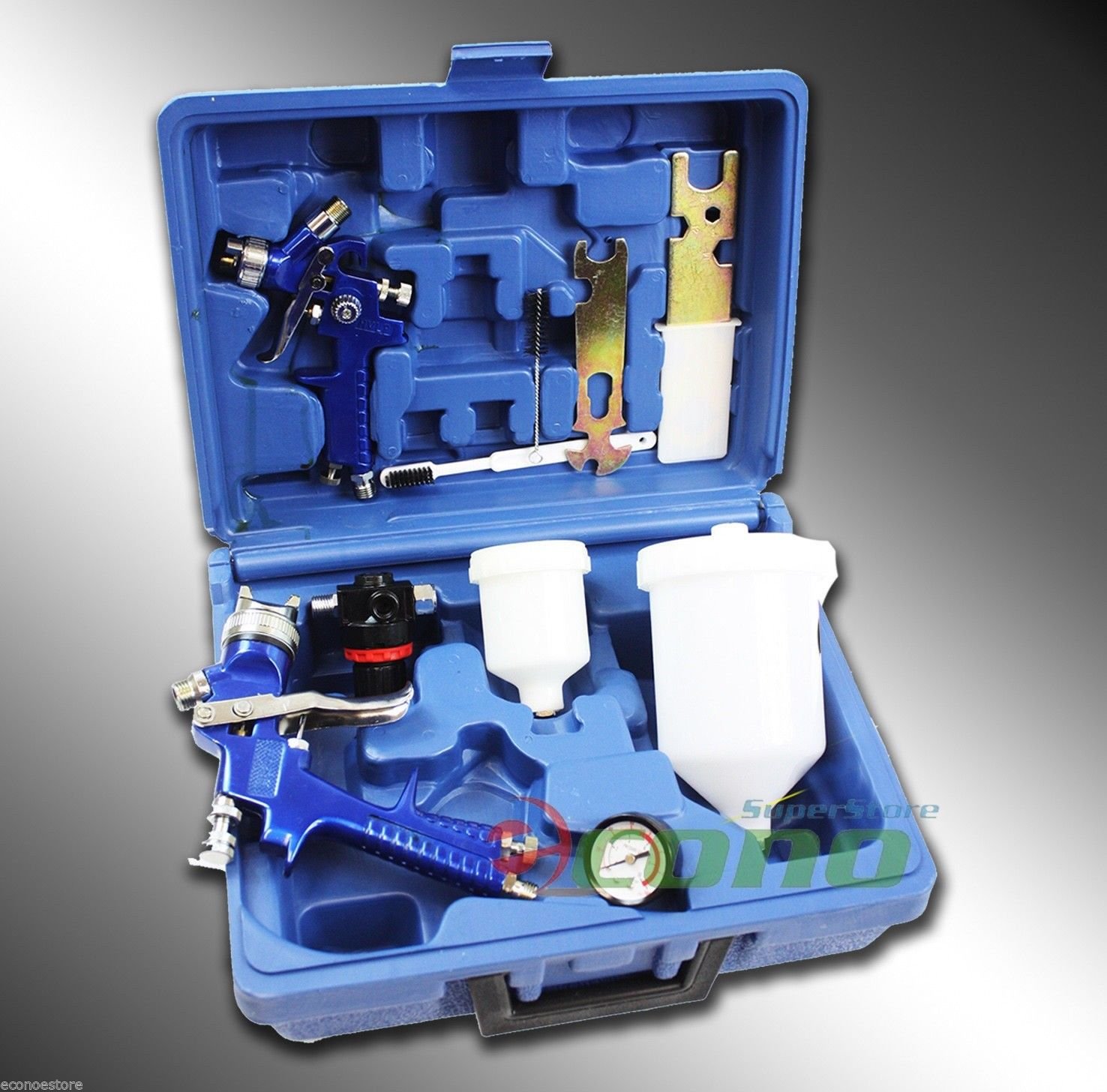 NEW 2 HVLP AIR SPRAY PAINT GUN 1.0MM 1.4MM AIR TOUCH UP GUN PAINTING TOOL KIT